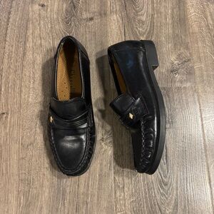 Chancellors Mens 7 Med Comfort Black Faux Leather Slip On Loafer Moc Dress Shoes